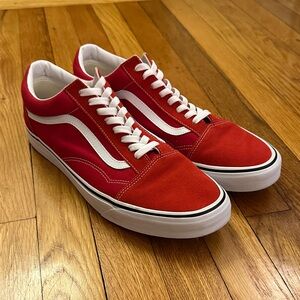 Vans Old Skool Skate Shoes Racing Red Unisex Canvas Sneakers Size 13 M